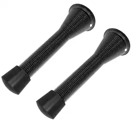 Garnen - 2 Pack Spring Door Stopper for Wall, Door Stoppers with Rubber Bumper Tip, Steel Door Stops Wall Mount Doorstop - Black
