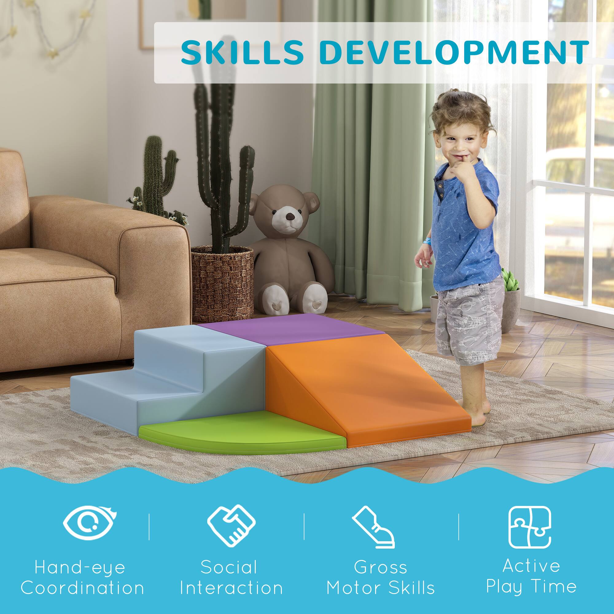 SKILLS DEVELOPMENT

- Hand-eye Coordination
- Social Interaction
- Gross Motor Skills
- Active Play Time
