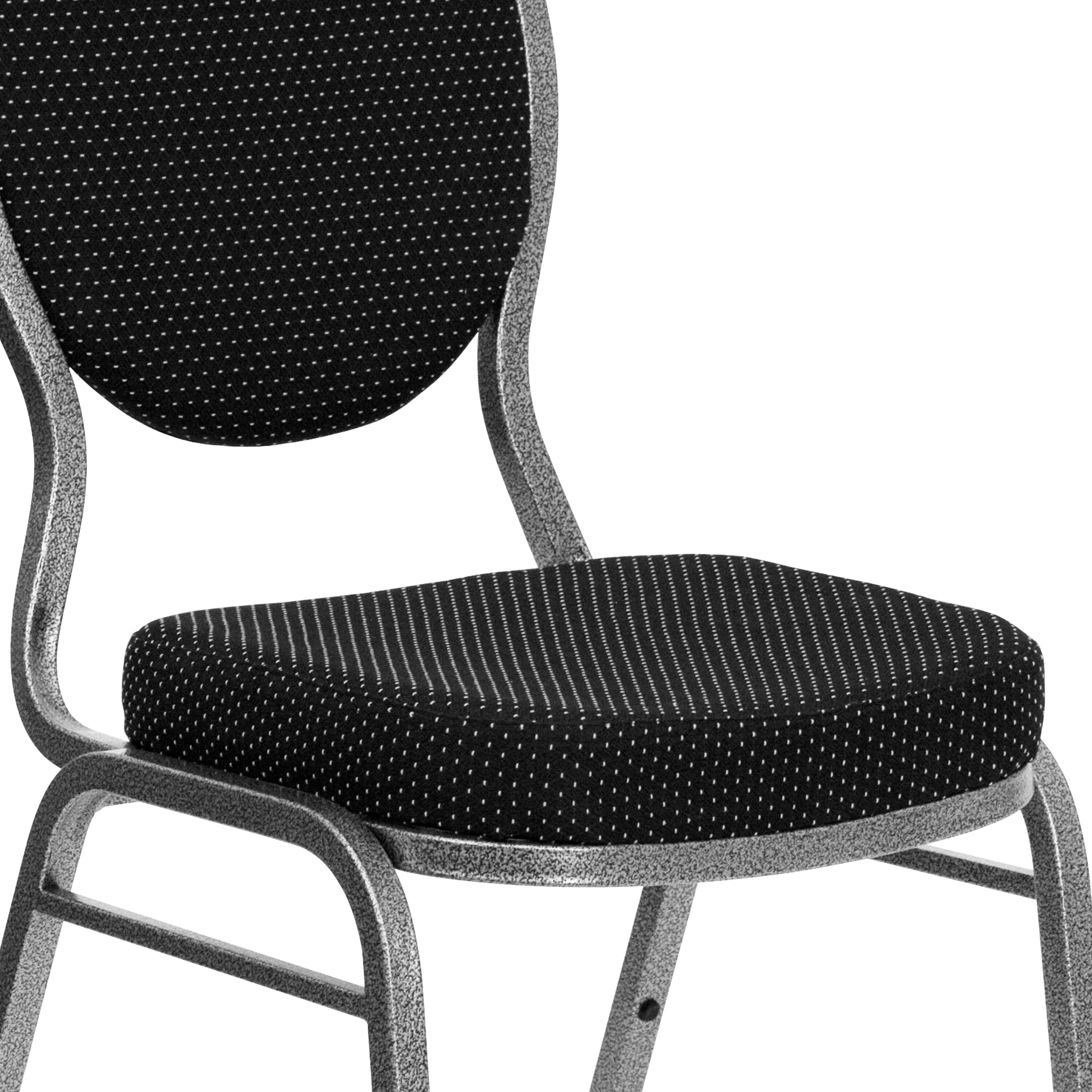 Alt View 10. Emma + Oliver - Teardrop Back Stacking Banquet Dining Chair - Black Patterned Fabric/Silver Vein Frame.