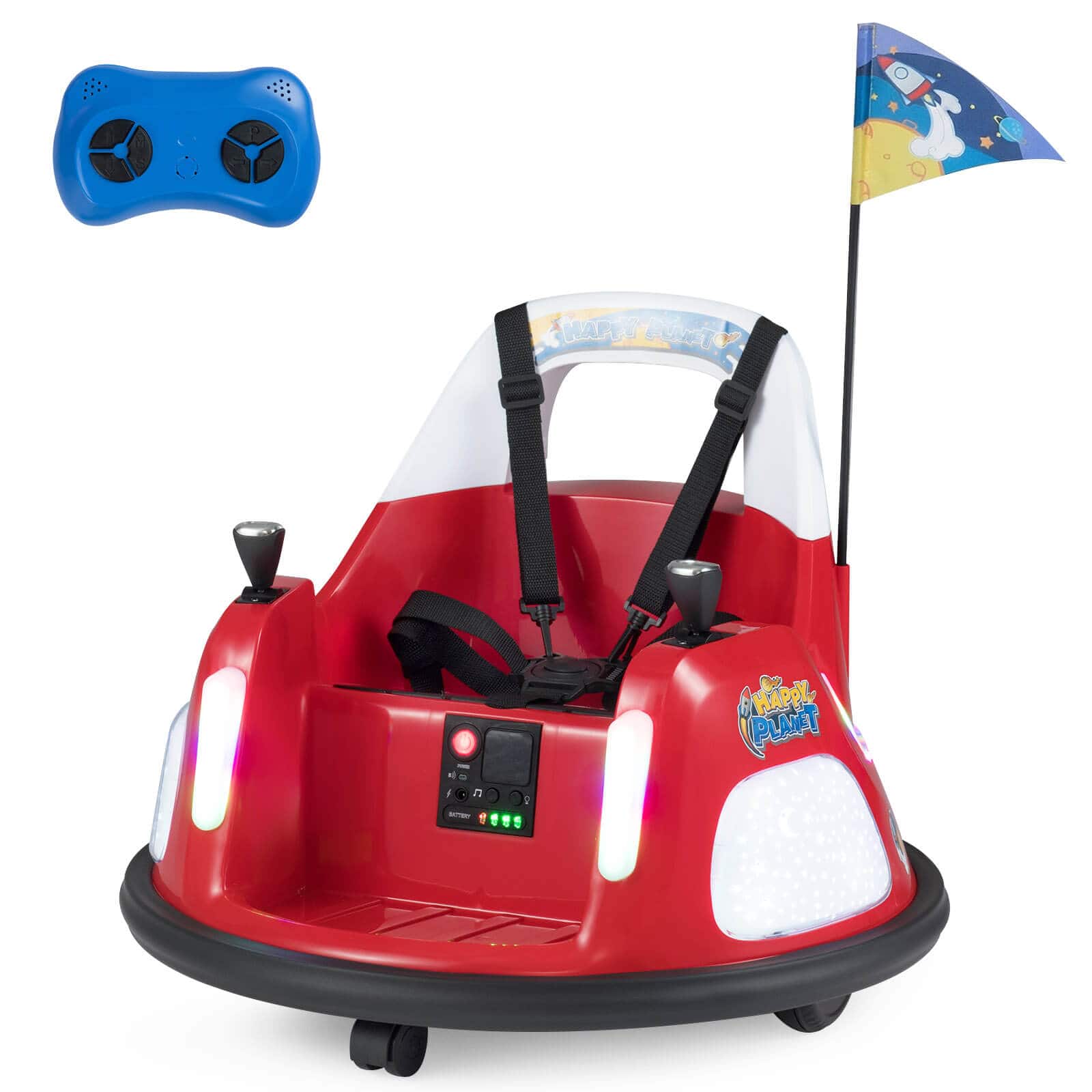 Costway - 12V Kids Bumper Car,360° Spin & Remote.Battery-Powered,for 1.5-6 ages - Red