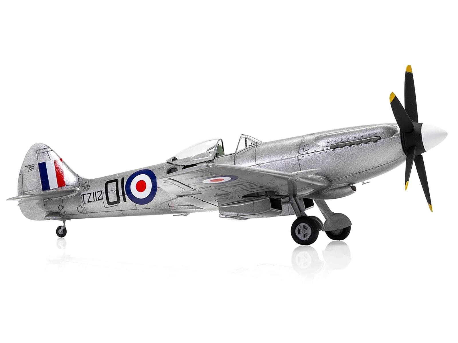 Left. Airfix - Level 2 Model Kit Supermarine Spitfire FR Mk.XIV Fighter Aircraft with 2 Scheme Options 1/48 Plastic Model Kit by Airfix - Multi.