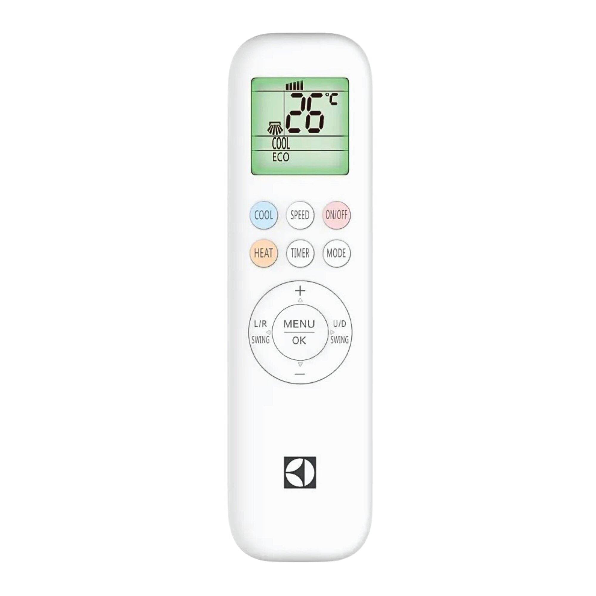 26 COOL ECO COOL SPEED ON/OFF HEAT TIMER MODE + LIR MENU OK U/D SWING