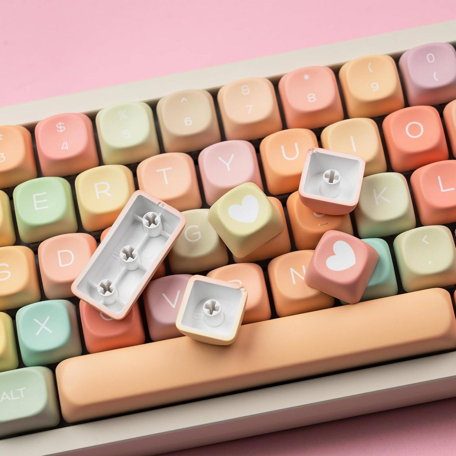 Back. Womier - PBT Keycaps, 132 Keys Dye-Sublimation MOA Profile Key caps for 100%, 75%, 65%, 60% Mechanical Keyboard - Candy.