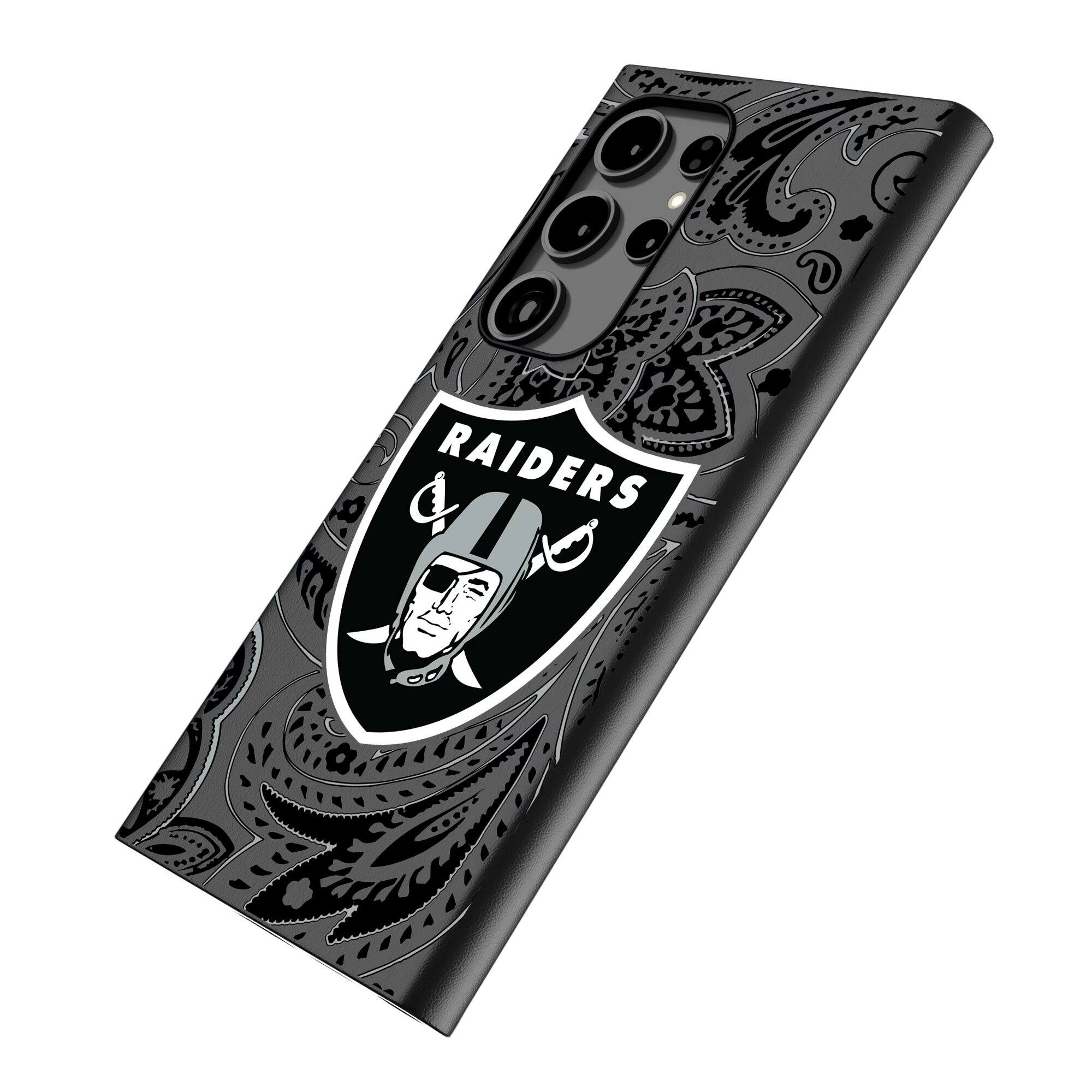 Alt View 1. Keyscaper - Las Vegas Raiders Paisley Galaxy Magnetic Bump Case - S24 Ultra - Black.