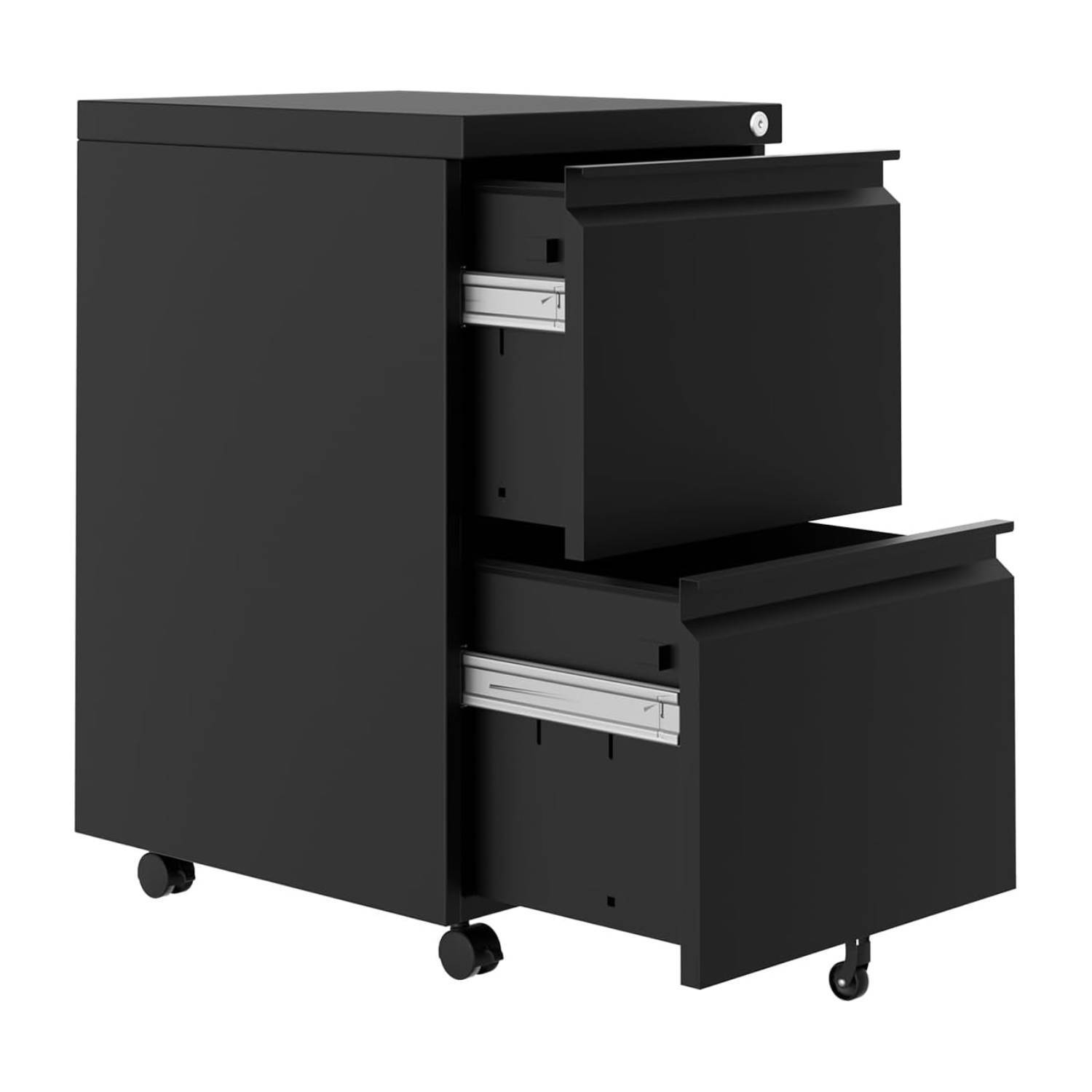 Front. Qeetex - 2-Drawer Mobile File Cabinet with Lock for Home Office - Black.