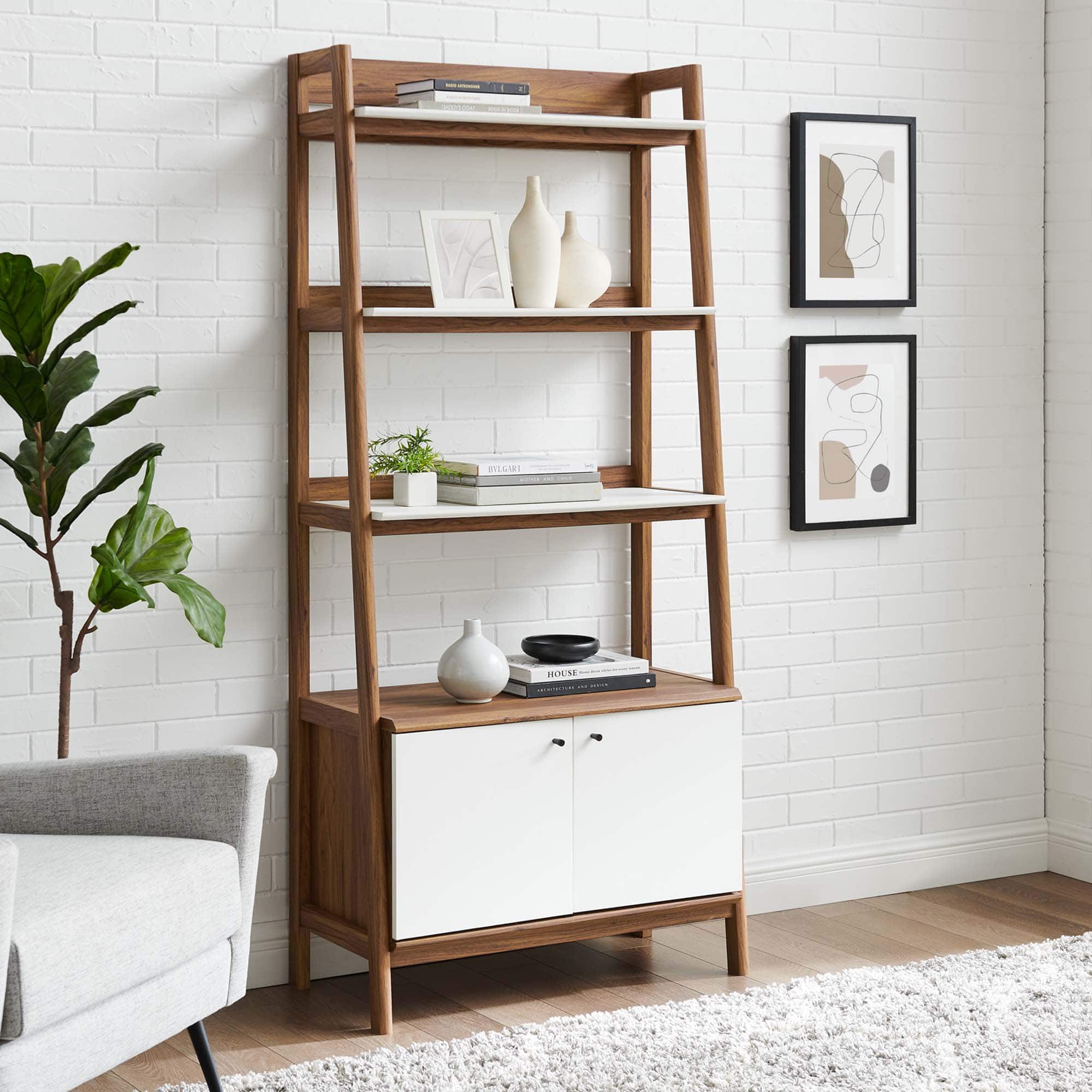 Bixby 33" Bookshelf by Modway - Walnut White
