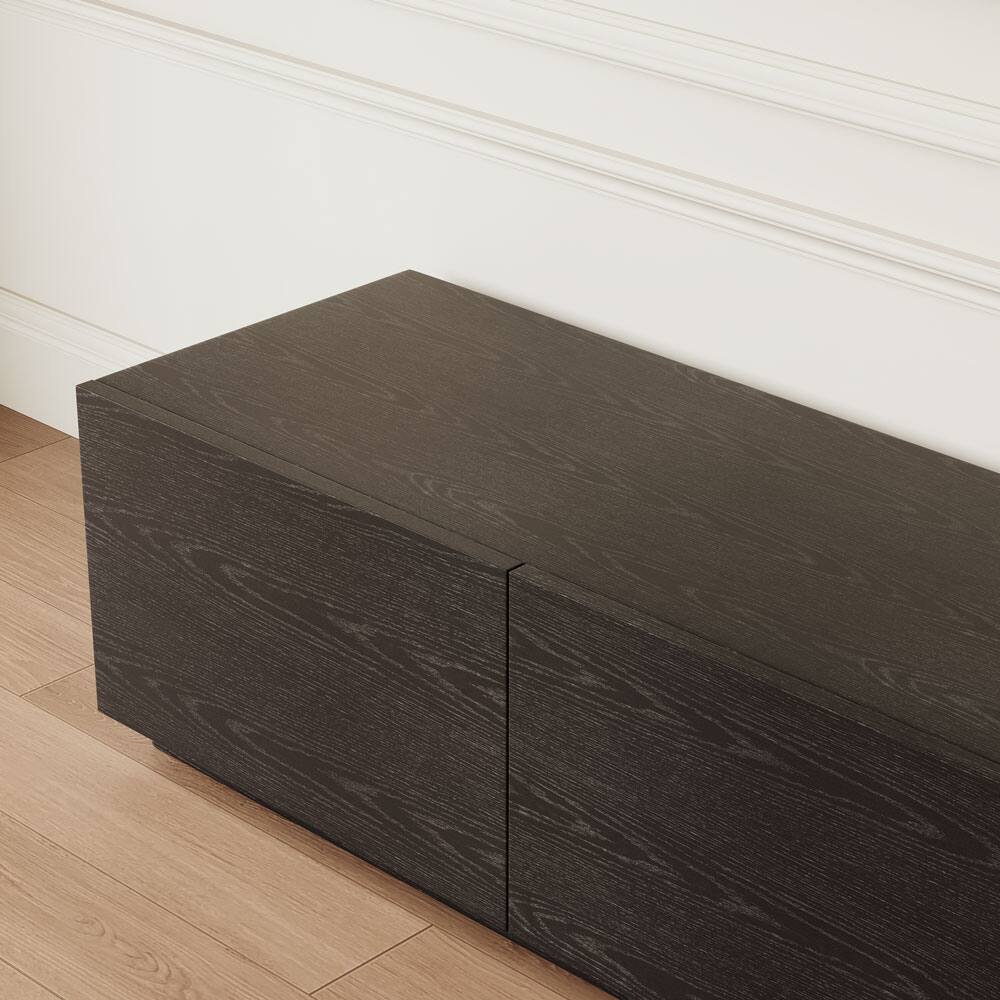 Alt View 1. POVISON - 78.74" Fully-Assembled Modern Black TV Stand with Drawers, Long Media Console, Wood - Black.