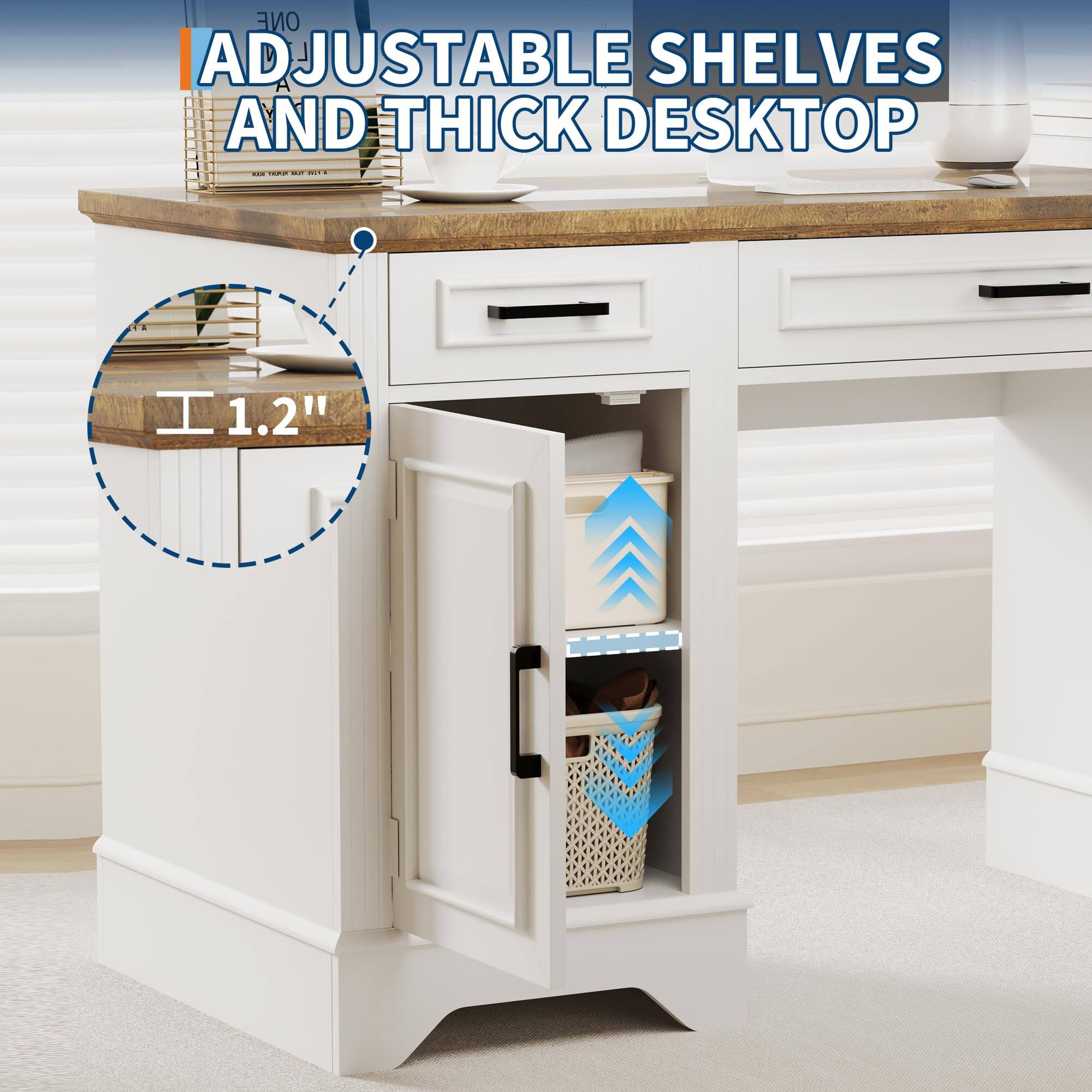 ADJUSTABLE SHELVES AND THICK DESKTOP

1.2"