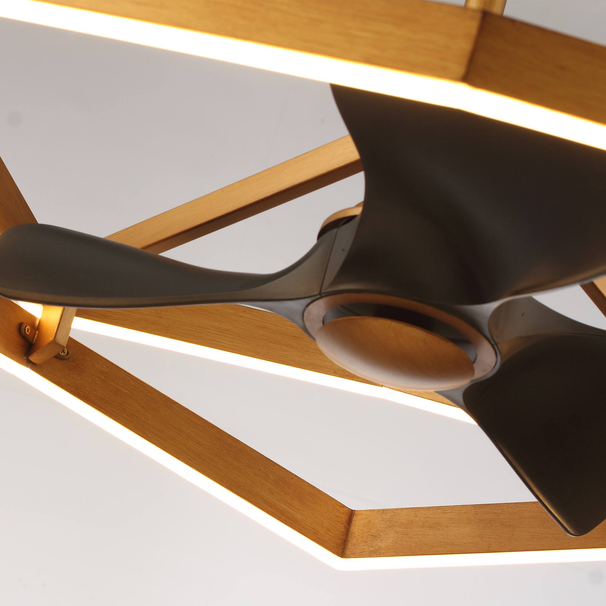 Alt View 9. Parrot Uncle - 30"Industrial Black Antique Brass Irregular LED Fandelier Ceiling Fan with 6 speeds Remote - Brass.