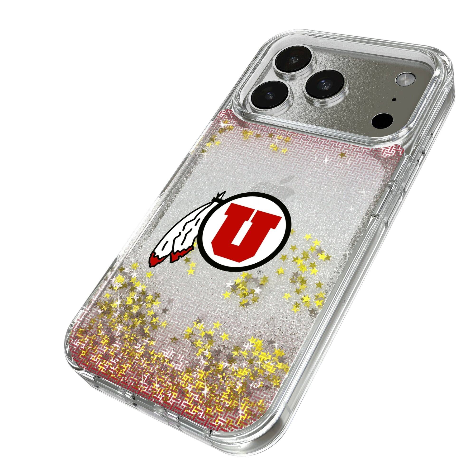 Alt View 1. Keyscaper - Utah Utes Linen Logo iPhone Glitter Case - 13 Pro - Multicolor.