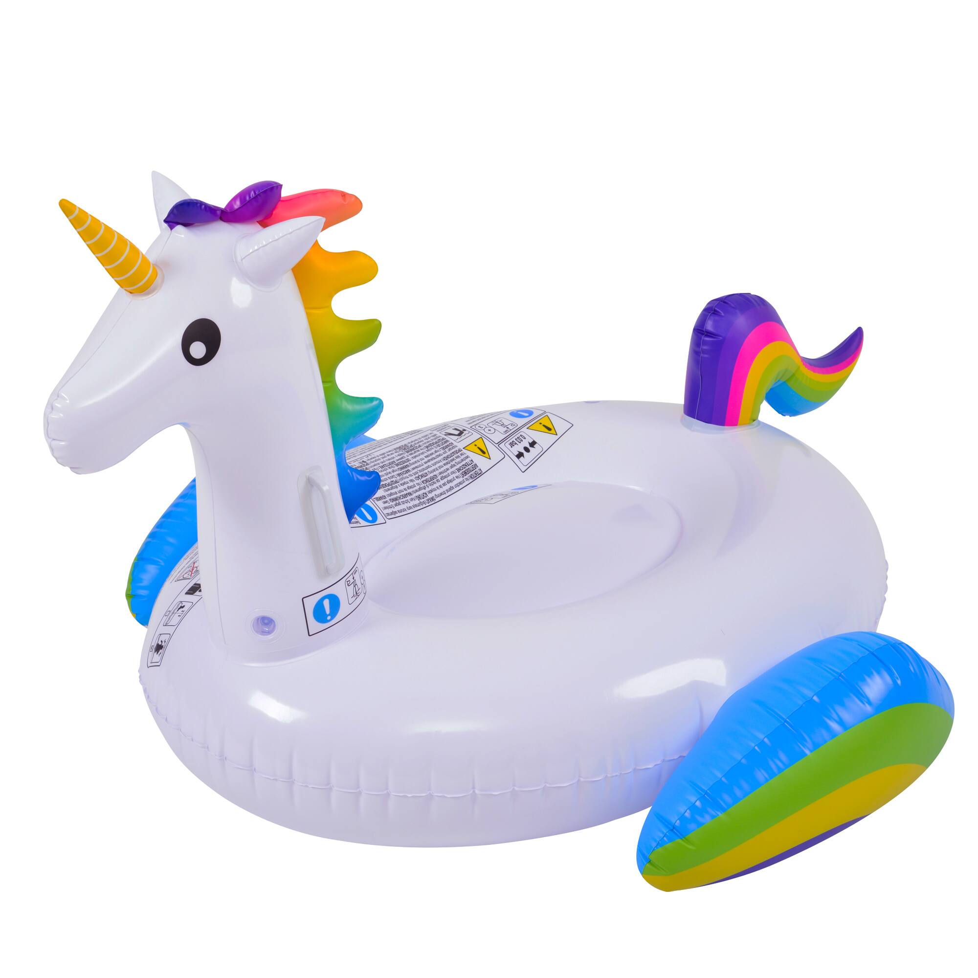 Alt View 2. Pool Central - 7' Inflatable Rainbow Unicorn Jumbo Pool Float - White.