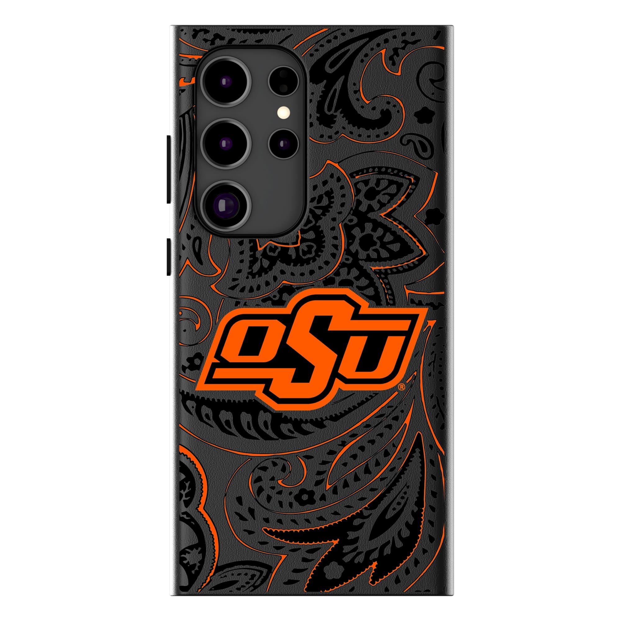 Keyscaper - NCAA - Oklahoma State Cowboys Paisley Galaxy Magnetic Bump Case - S25 - Black