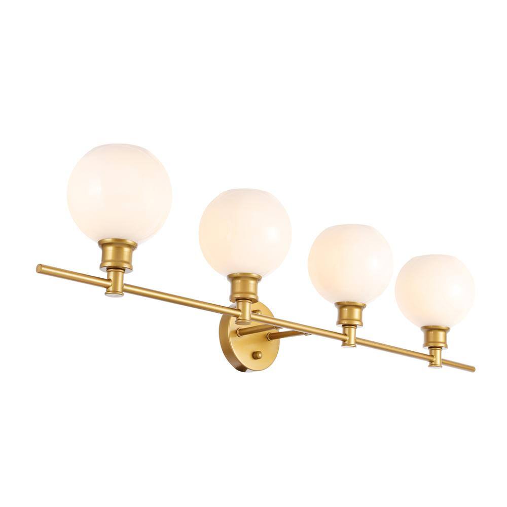 Alt View 4. Living District - Collier 4 light Brass and Frosted white glass Wall sconce - Brass And Frosted White Glass.