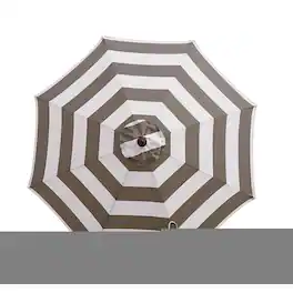 Living Accents - 9 ft. Tiltable Tan Stripe Market Umbrella