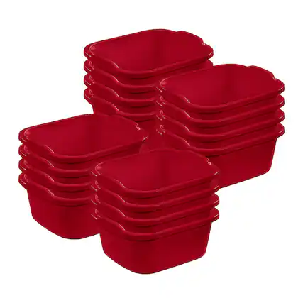 Front. Sterilite - Sterilite Large Multi Function Home 12 Qt Sink Dish Washing Pan, Red (16 Pack) - Red.