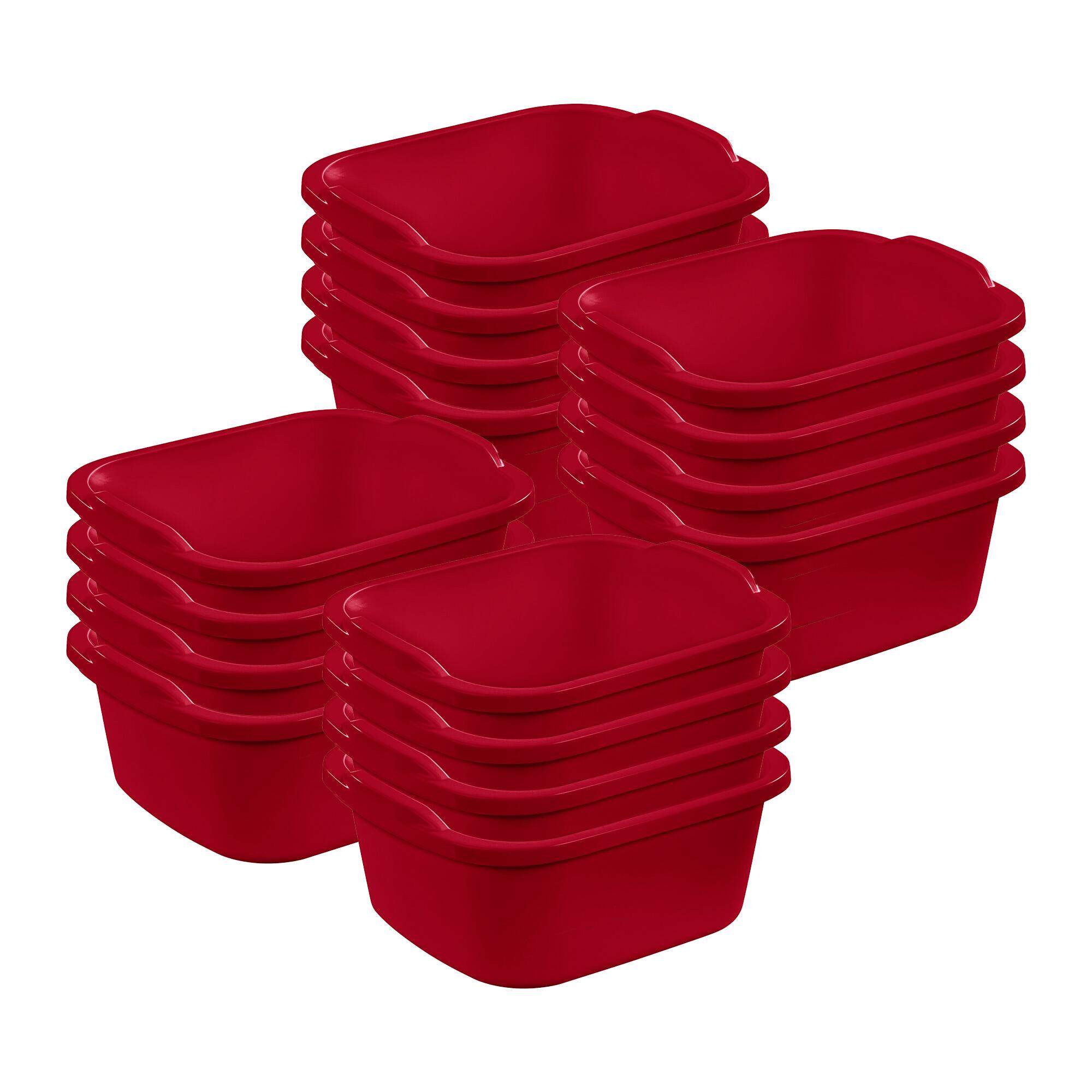 Front. Sterilite - Sterilite Large Multi Function Home 12 Qt Sink Dish Washing Pan, Red (16 Pack) - Red.