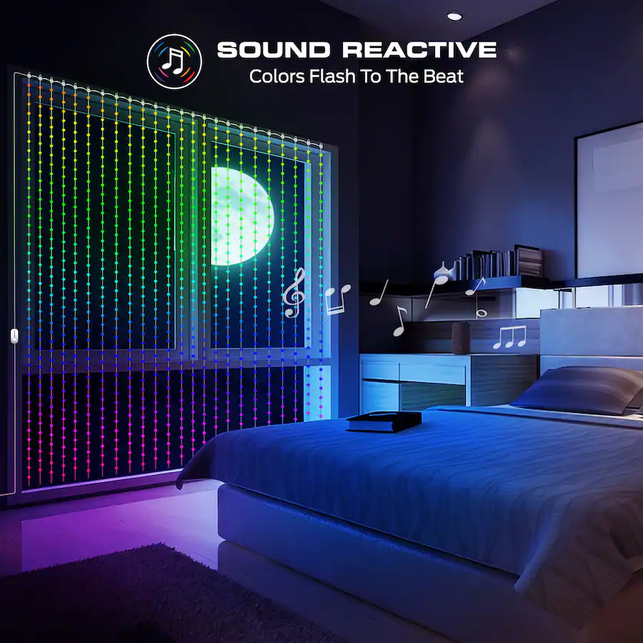 Monster Smart Robe Light Box Monster Smart RGBIC Curtain Lights with Multiwhite, 520 LED Smart ...
