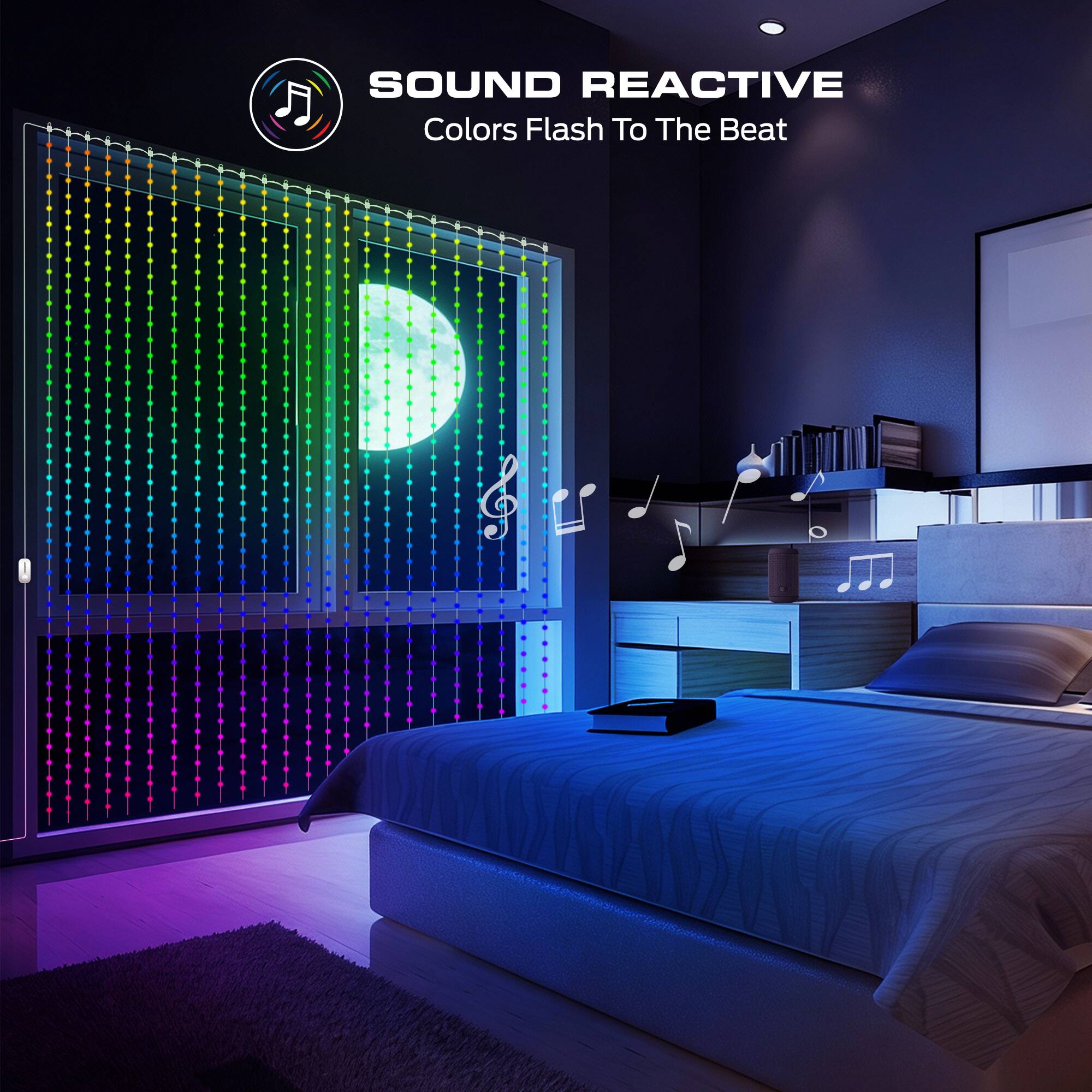 SOUND REACTIVE  
Colors Flash To The Beat