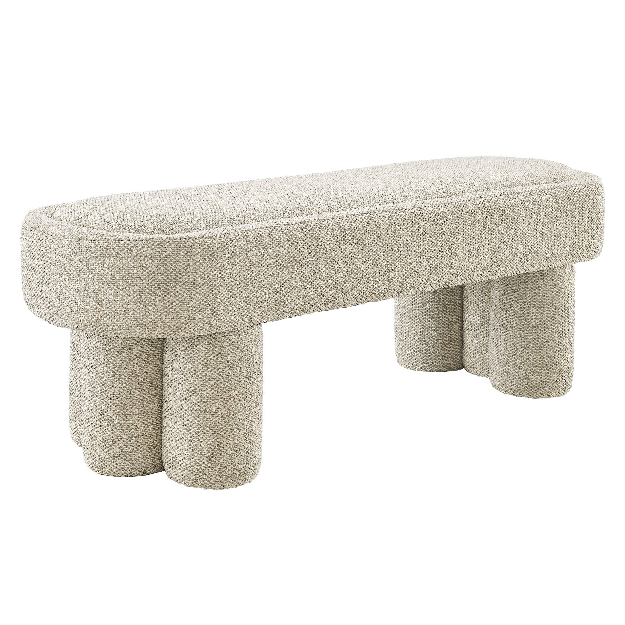 Angle. Modway - Mossi 52-Inch Oval Boucle Fabric Bench by Modway - Marble.