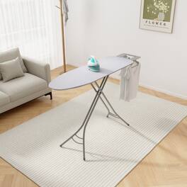 LUCKY ONE - Foldable Ironing Board with Adjustable Height 27-36" & Iron Rest - Heavy Duty Metal Frame - Gray