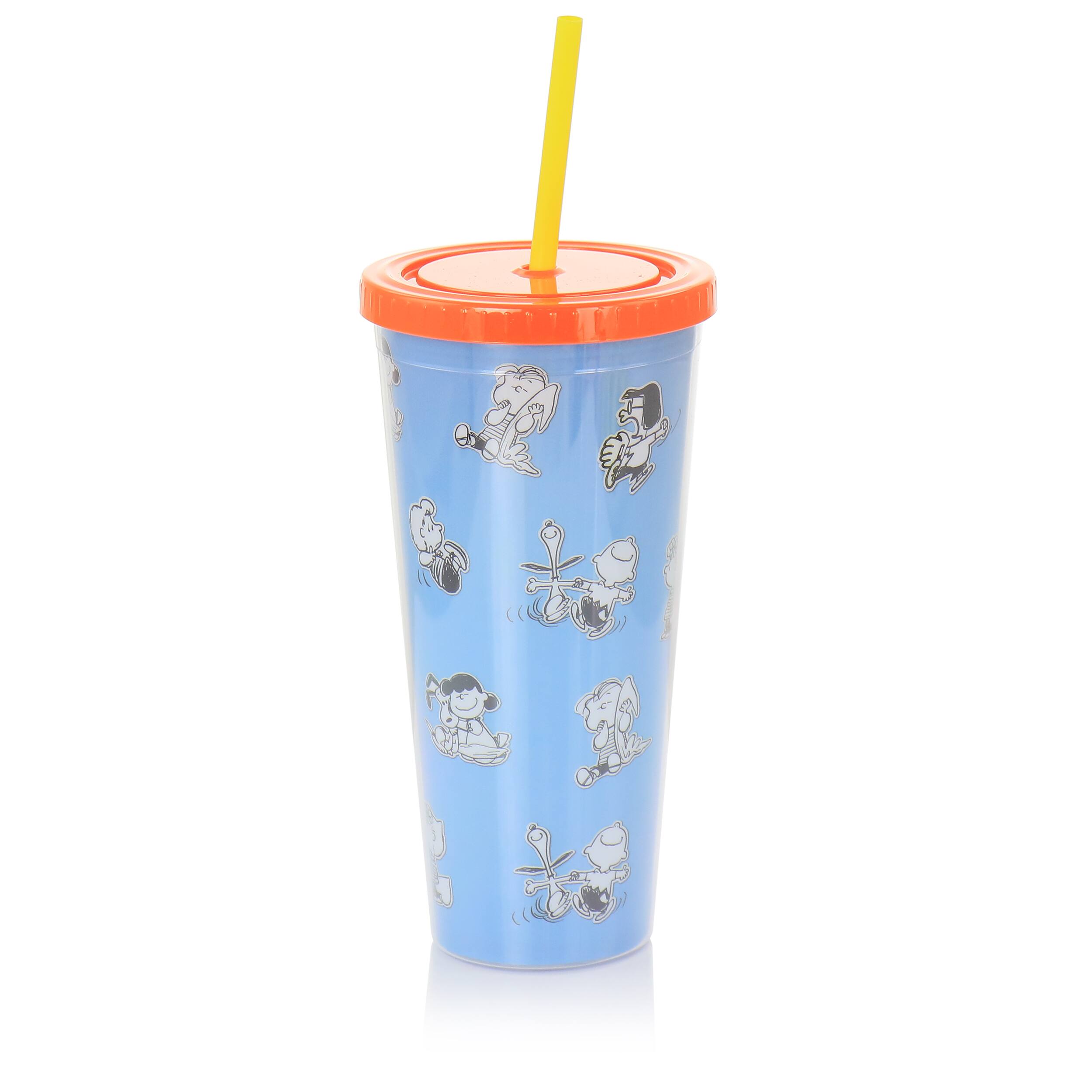 Alt View 4. Gibson - Gibson Peanuts 70th Anniversary 4 Piece Plastic 23.6oz Tumbler set with Lid and Straw in Assorted Colors - Assorted.