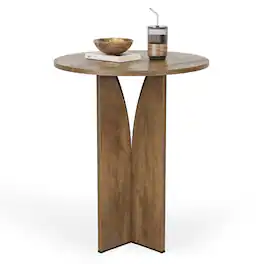 Tribesigns - Round Wooden Bar Table, 31.5-Inch Height, for Kitchen, Dining Room, Bistro or Home Bar - Rustic Brown.