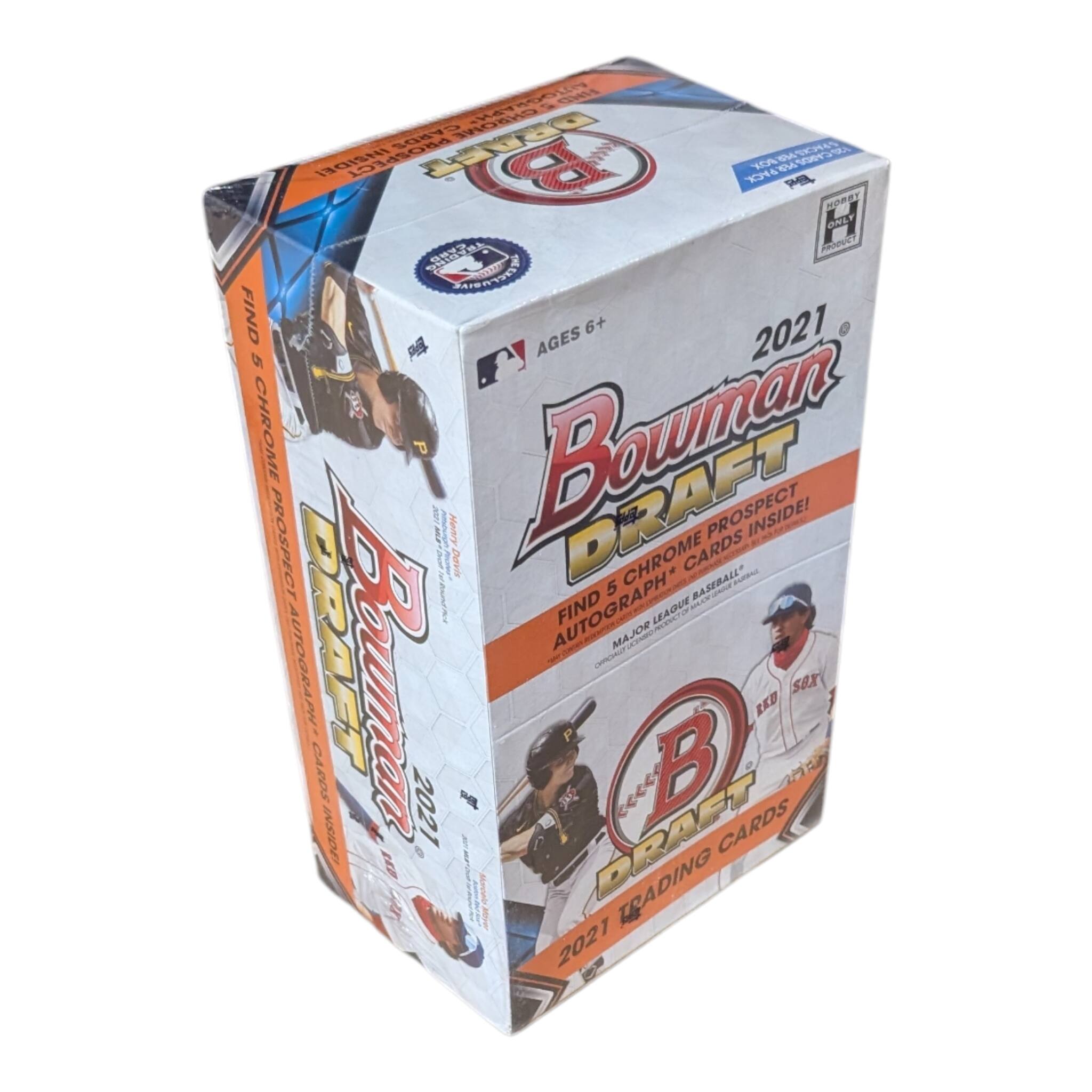 Bowman Draft 2021  
Chrome Prospect Cards  
Find 5 Chrome Prospect Cards Inside!  
Find 5 Autograph Cards Inside!  
Major League Baseball  
Trading Cards  
Ages 6+