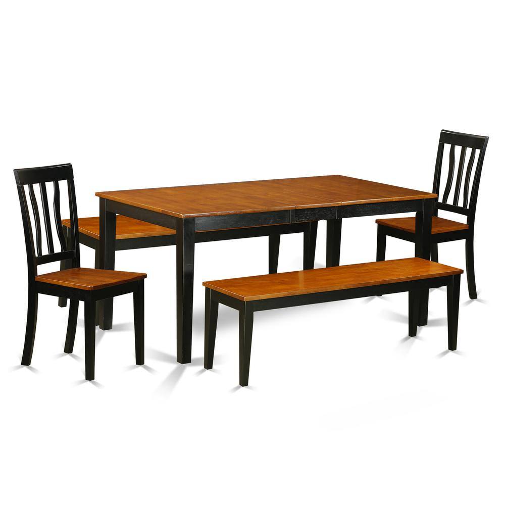 Angle. East West Furniture - Dining Room Set Black & Cherry - Brown.