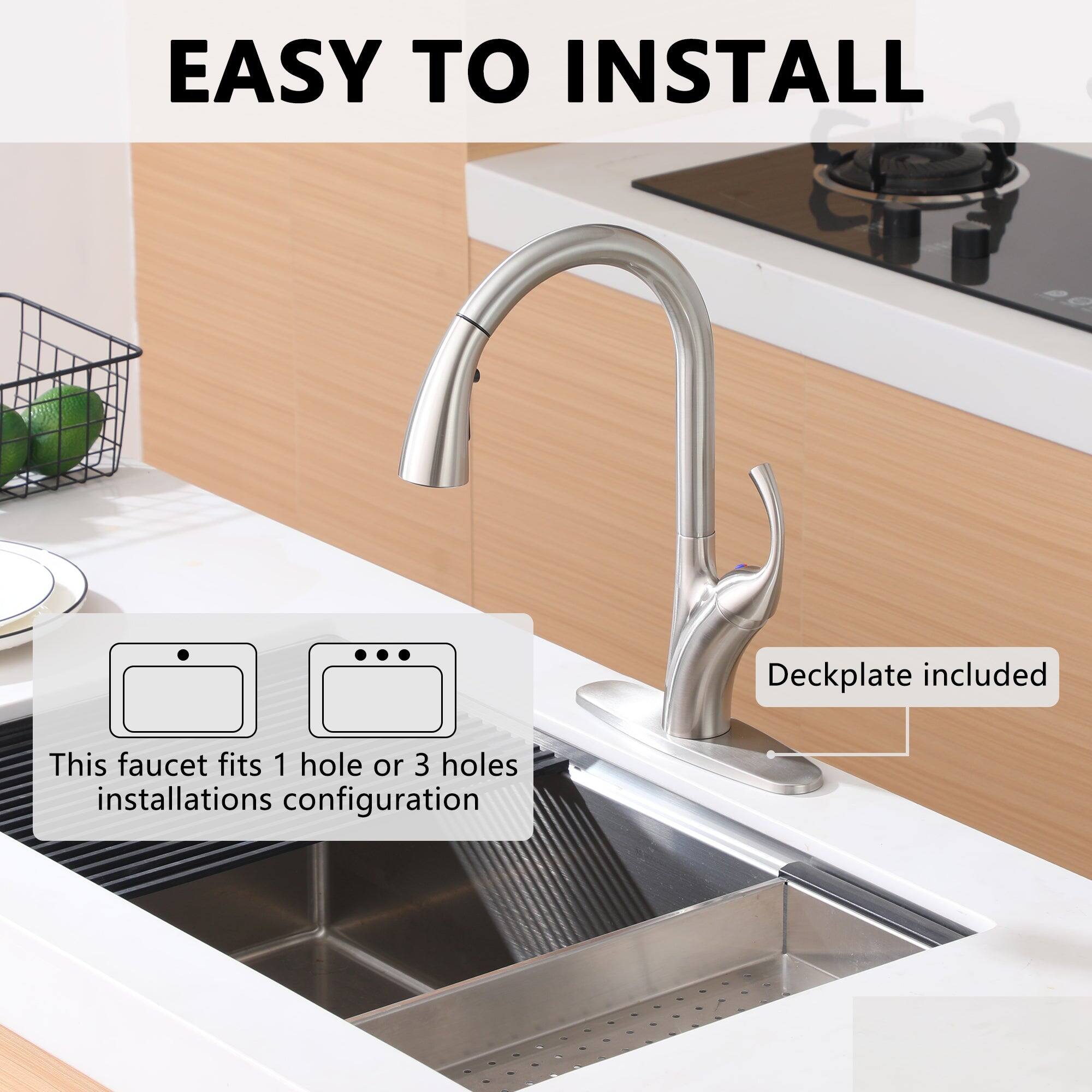 EASY TO INSTALL
Deckplate included
This faucet fits 1 hole or 3 holes installations configuration