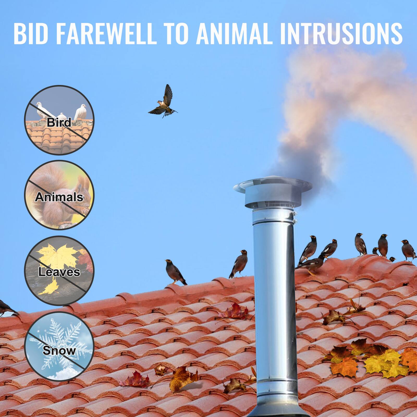 BID FAREWELL TO ANIMAL INTRUSIONS

- Bird
- Animals
- Leaves
- Snow
