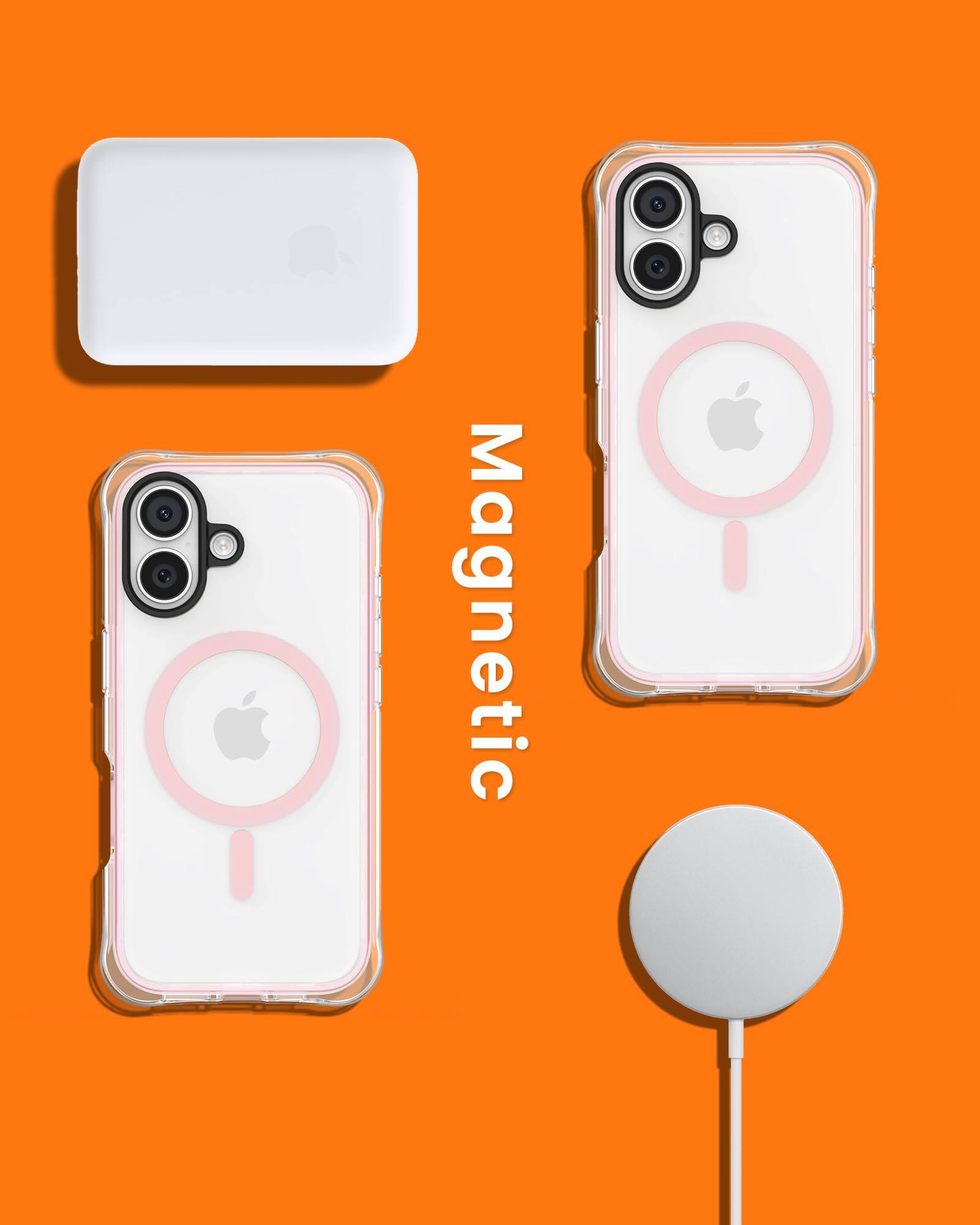 Alt View 6. Ornarto - ORNARTO Air Case for iPhone 17 Clear with MagSafe | Camera Control Button | Built-in Air Phone Cover-Pink - Pink.