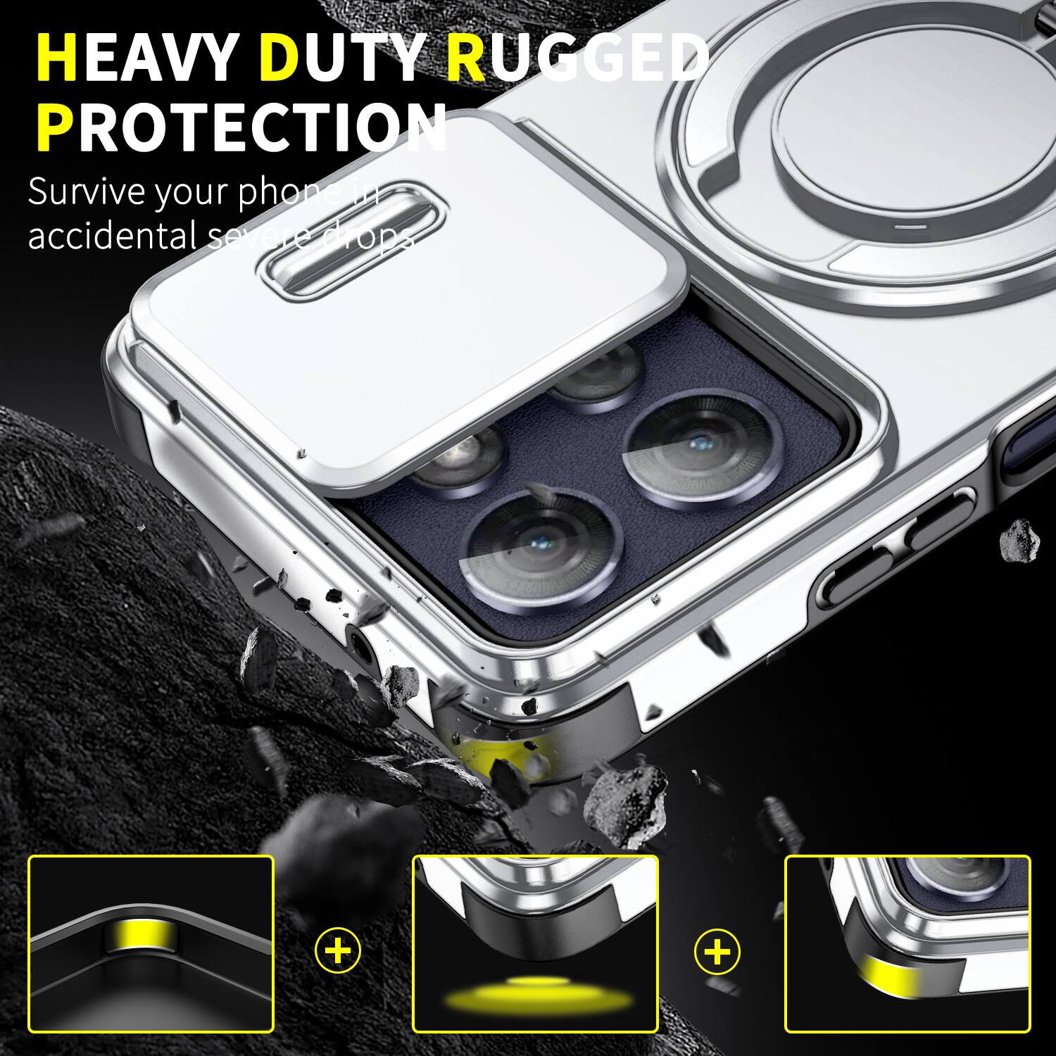 HEAVY DUTY RUGGED PROTECTION  
Survive your phone by accidental severe drops
