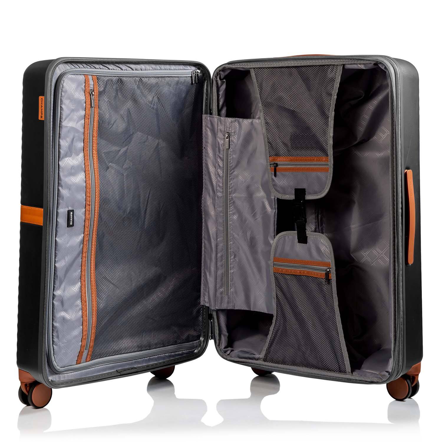 Back. Champs - Vintage II Collection Large Luggage Case - Grey.