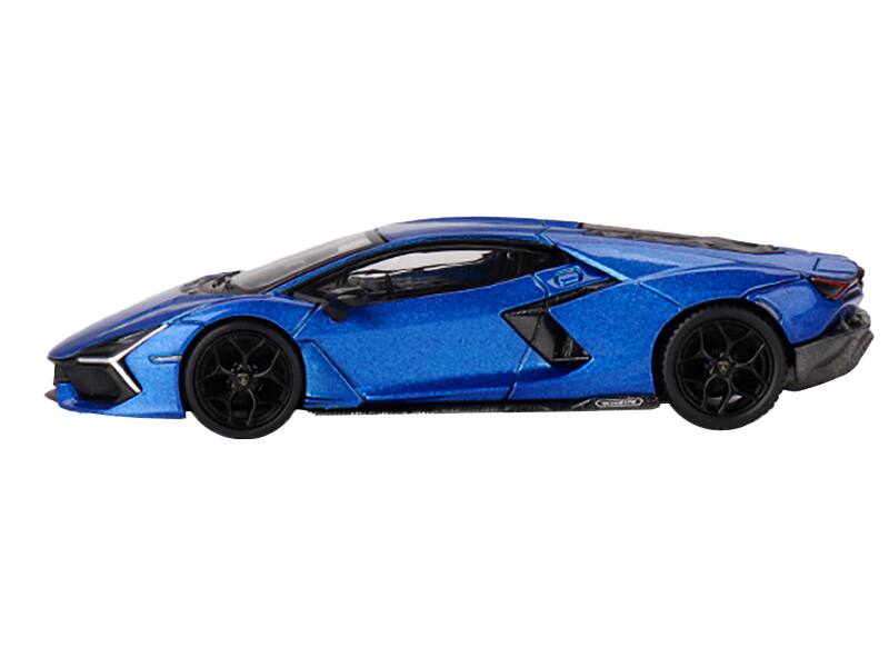 Angle. Mini GT - Lamborghini Revuelto Blu Eleos Blue Metallic Limited Edition to 8400 pieces Worldwide 1/64 Diecast Model Car by Mini GT - Blue Metallic.