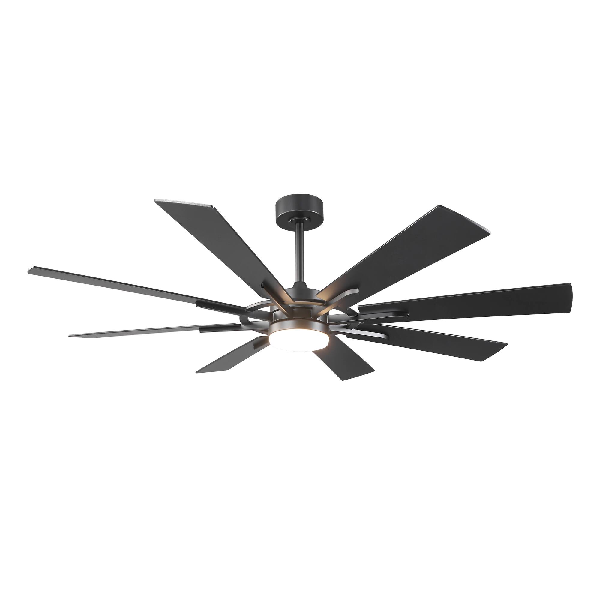 Alt View 2. Vaczon - 72" Matte Black Large Ceiling Fan with LED Light & Reversible Blades - Black.
