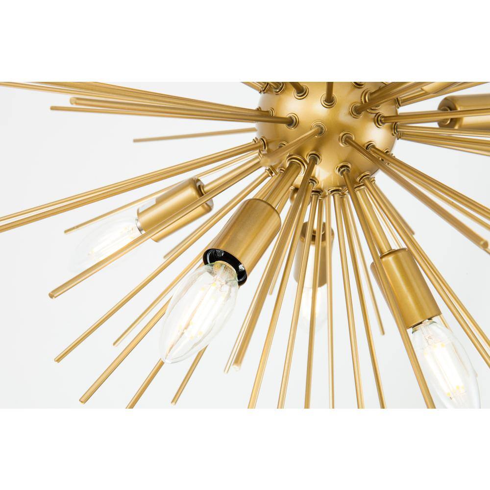 Alt View 2. Living District - Timber 8 light Brass pendant - Brass.