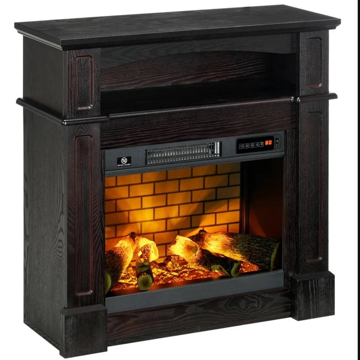 Angle. Loheer - Loheer Freestanding Electric Fireplace with Mantel 1400W Brown - Brown.