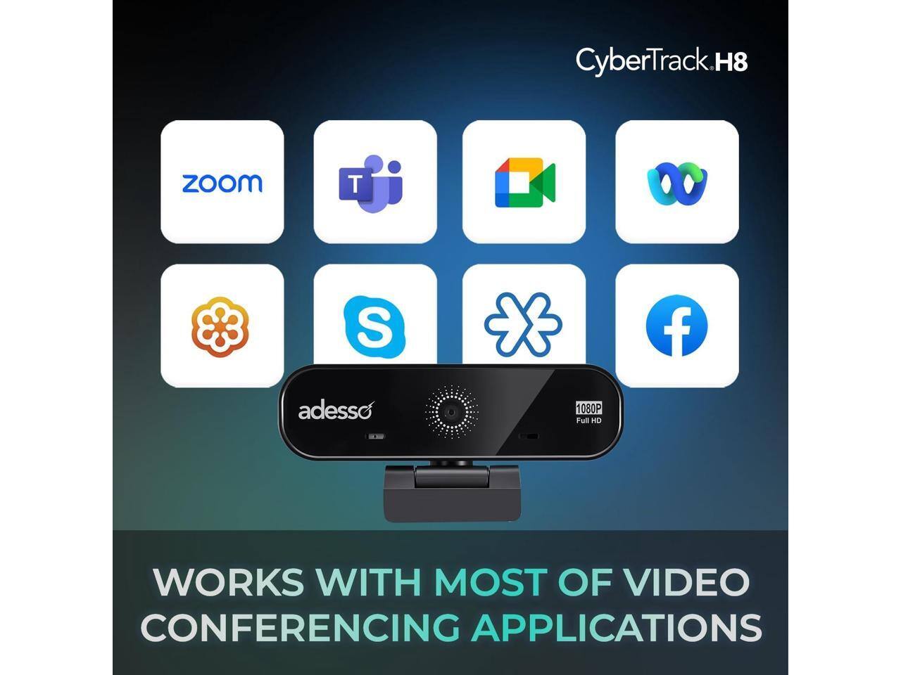 CyberTrack H8 Zoom T S adesso 1080P Full HD WORKS WITH MOST OF VIDEO CONFERENCING APPLICATIONS