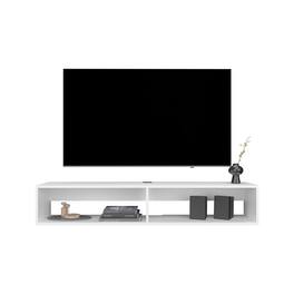 Spaco - Floating TV Stand for TVs Up to 65 Inch, Wall Mount Space Saver with 2 Open Shelves, Easy Cable Management - White