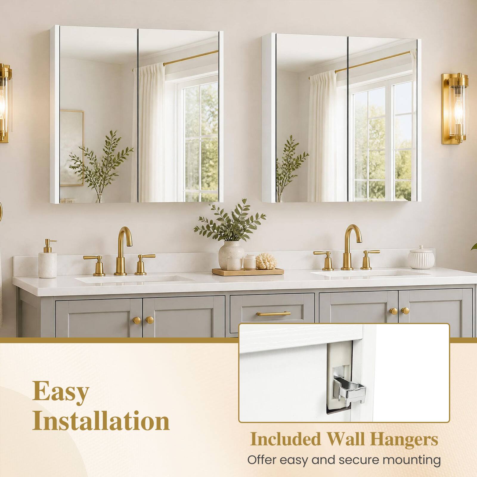 Easy Installation

Included Wall Hangers
Offer easy and secure mounting