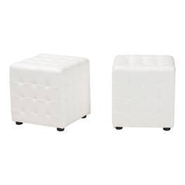 Baxton Studio - Siskal Modern Cube Ottoman - White