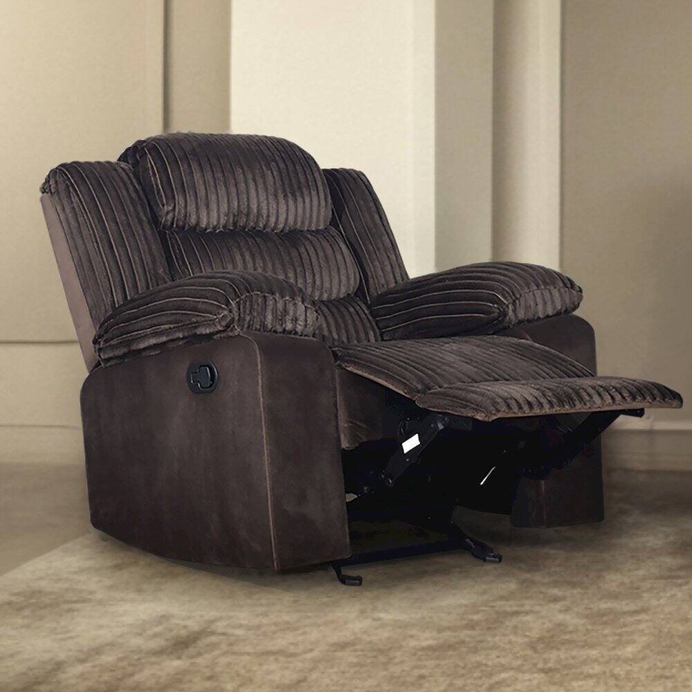 Alt View 3. New Classic Furniture - Willow Wood & Fabric Glider Recliner in Brown - Brown.