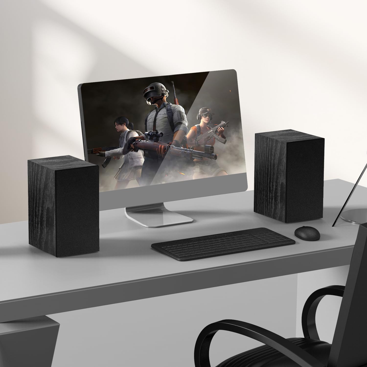 Alt View 3. TECH SAFARI - X 2 Bookshelf Speakers 3 5 rca Input For Turntable Tv Pc Record Player With Woofer Wall Mounted - Black 4.1.