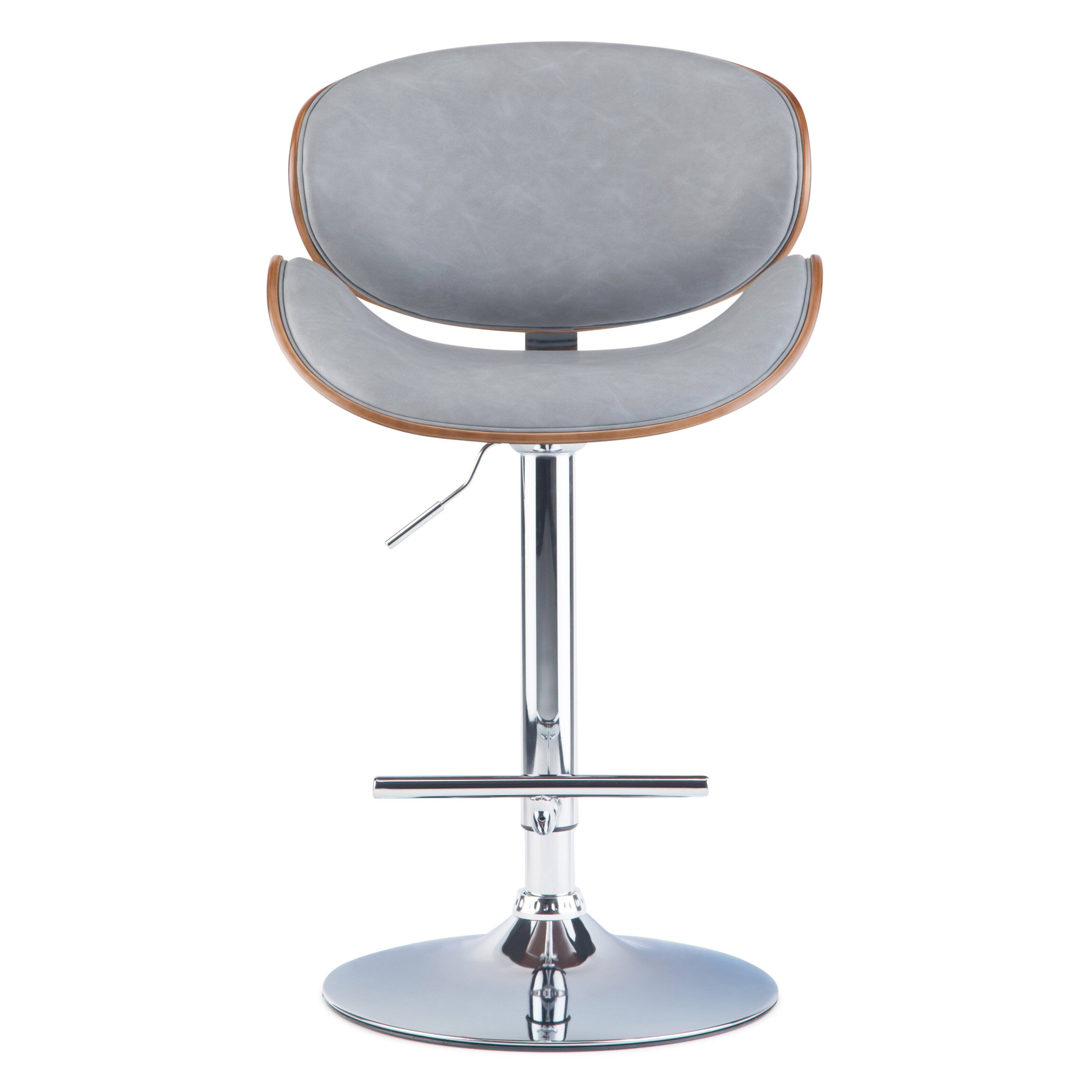Left. Simpli Home - Marana Bentwood Adjustable Height Gas Lift Bar Stool - Stone Grey.