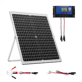 VEVOR - 30W 12V Solar Panel Battery Charger, Solar Battery Trickle Charger Maintainer with Intelligent MPPT Controller - White