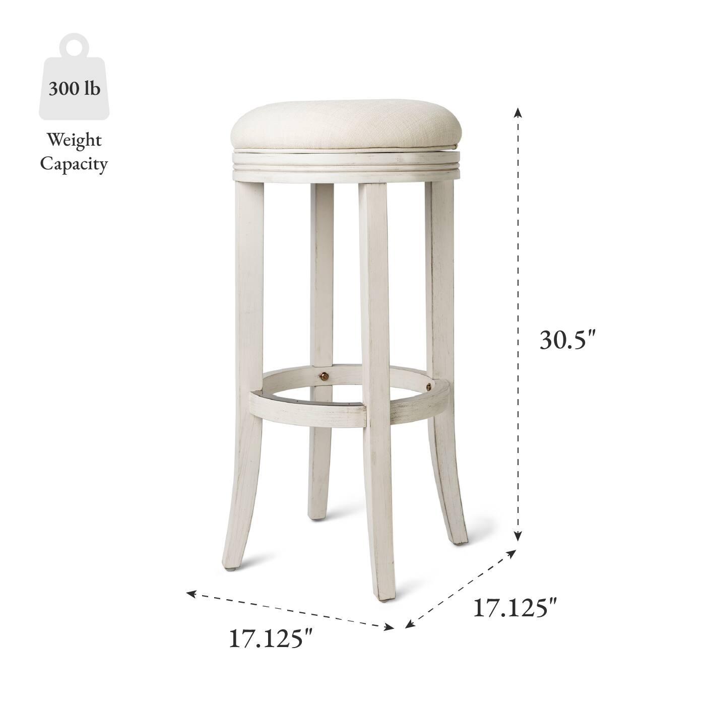 300 lb Weight Capacity, 30.5" Height, 17.125" Width, 17.125" Depth