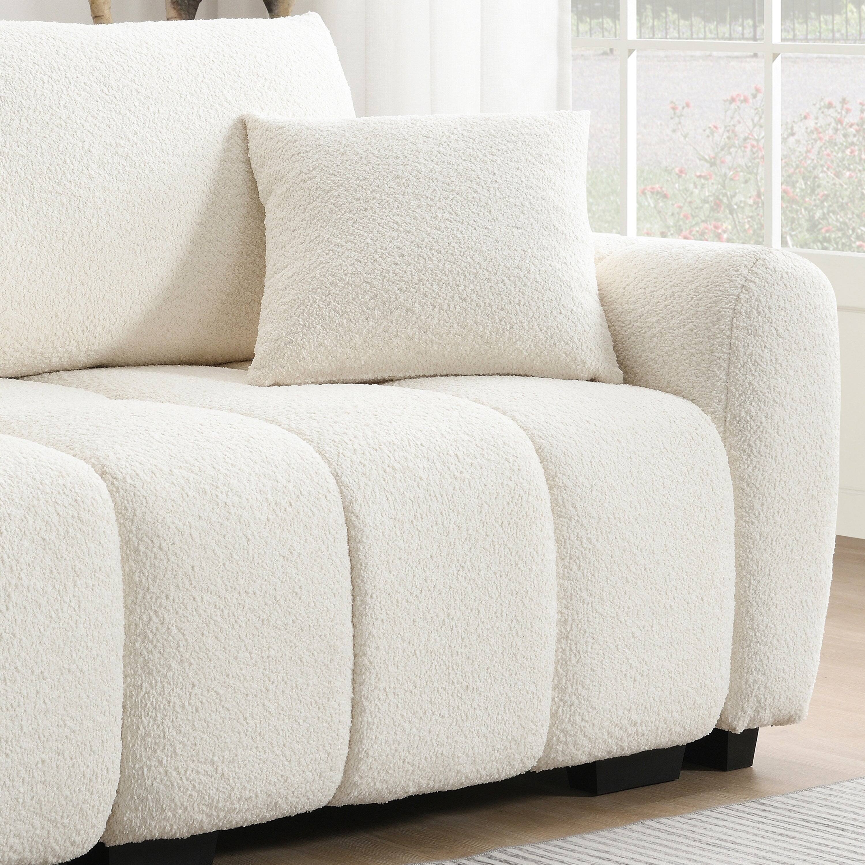 Alt View 2. Boyel Living - Modular Sectional Sofa L Shape Pull-line Design Boucle Cream 4 Seat - Cream.