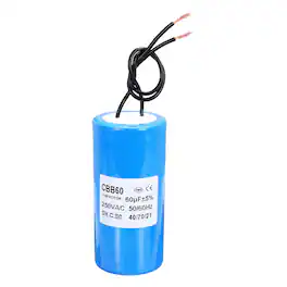 Unique Bargains - 60uF CBB60 Running Capacitor, AC 250V 2 Wires 50/60Hz Cylinder 100x50mm for Water Pumps, Washing Machines - Blue