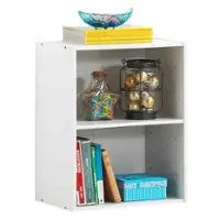 Costway - 2 Tier Open Shelf Night Stand End Table Sofa Side Storage Display Furni - White - Front_Zoom