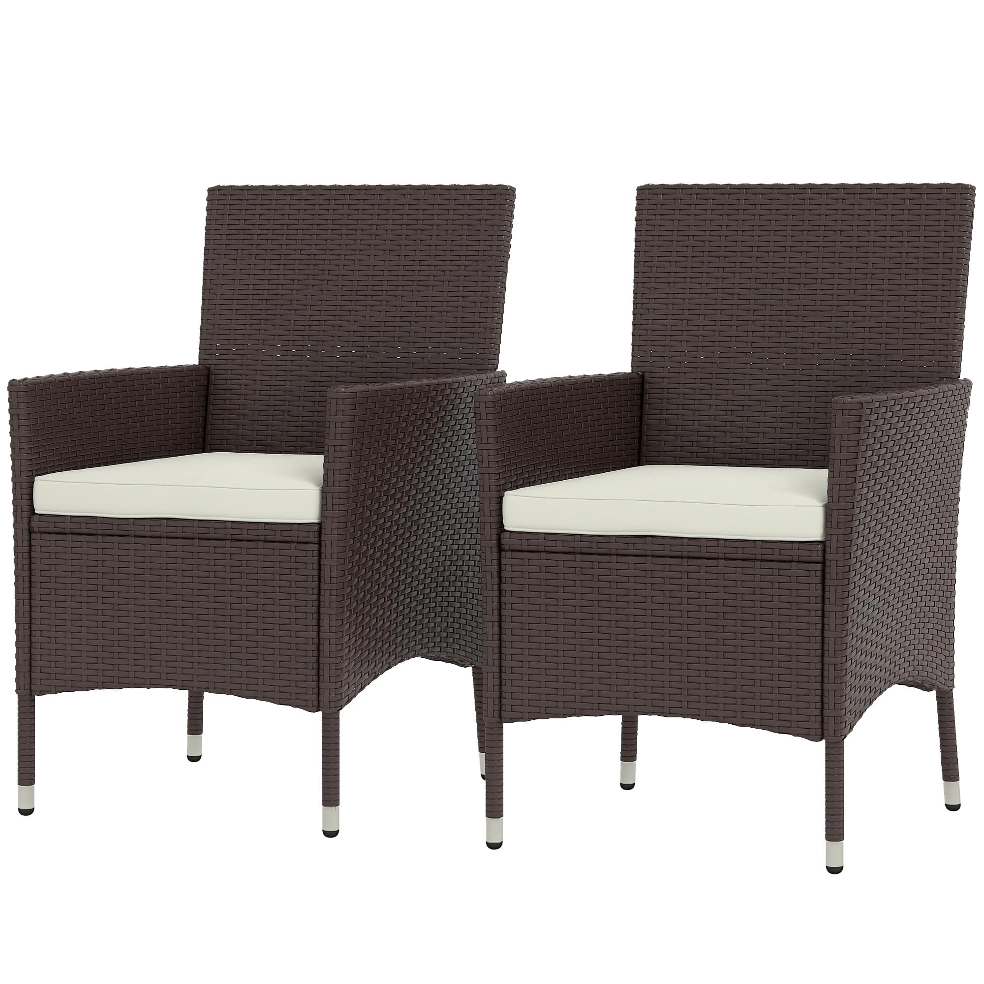 Outsunny - 2 Pieces Wicker Outdoor Dining Chairs, Patio Chairs with Cushions for Backyard, Garden, Lawn, Dark - Black price history on PriceWatchPro